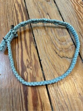 Handmade Boho Macrame Adjustable Braided Light Blue Dog Collar